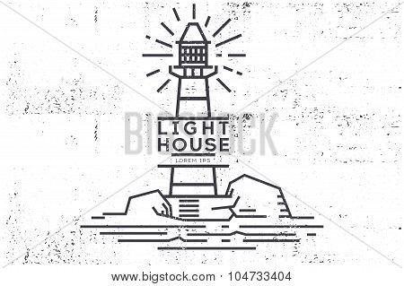 vintage label - east lighthouse. Stock vector.