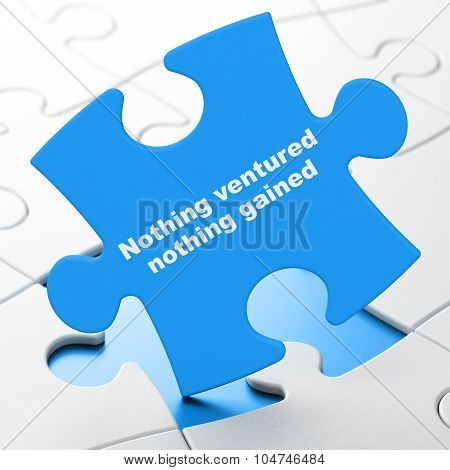 Business concept: Nothing ventured Nothing gained on puzzle background