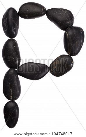 Alphabet from stones. Letter P