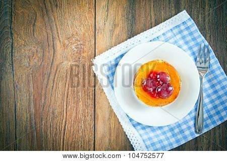 Fruit Cake on Vintage Retro Woody Background