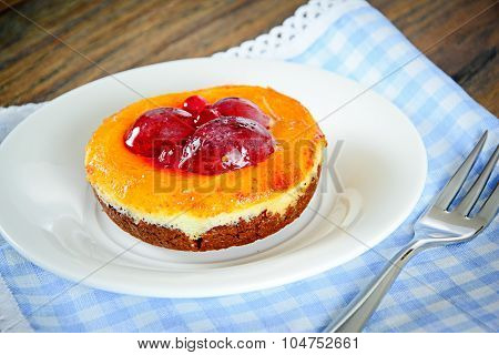 Fruit Cake on Vintage Retro Woody Background