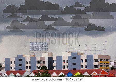 Rainy Days - Watercolor Filter On Paper Texture.