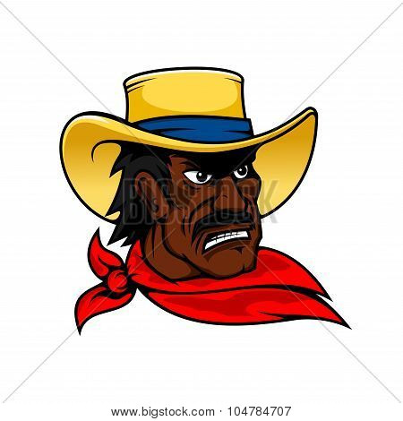 African american cartoon cowboy man in hat