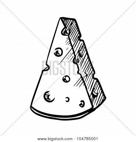 Slice of cheese with holes, sketch image