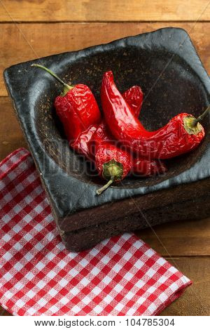 chili hot red dried pepper close up