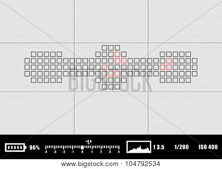 Camera viewfinder rec background. Camera focusing screen.