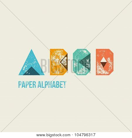 A B C D - Grunge Retro Paper Type Alphabet