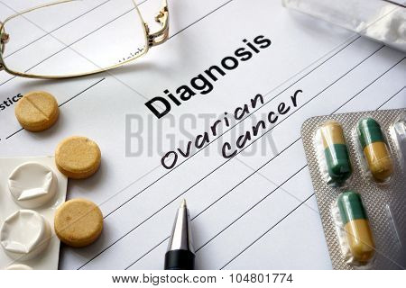 Diagnosis ovarian cancer written in the diagnostic form.