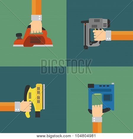 Power Tools vector,modern flat design style