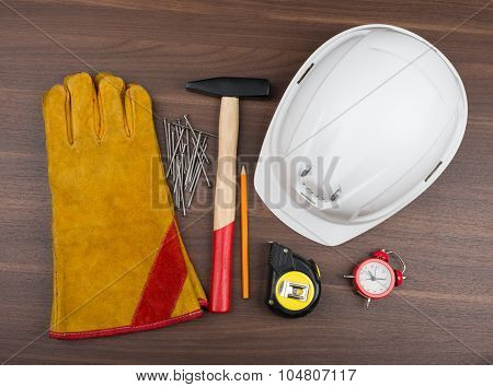 Construction gloves with alarm clock