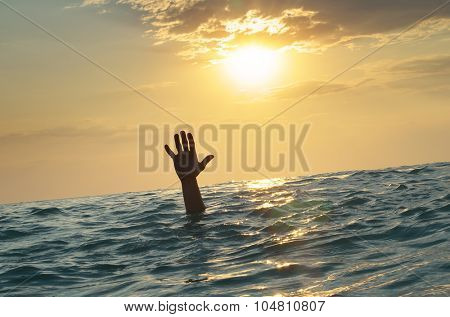 Man sink in water. Element of design.