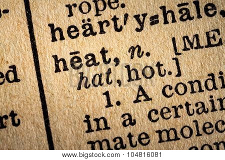 Close-up Of The Word Heat And Its Definition
