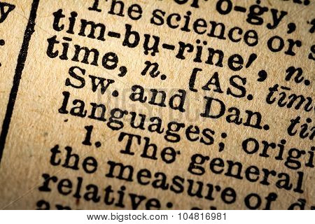 Close-up Of The Word Time And Its Definition
