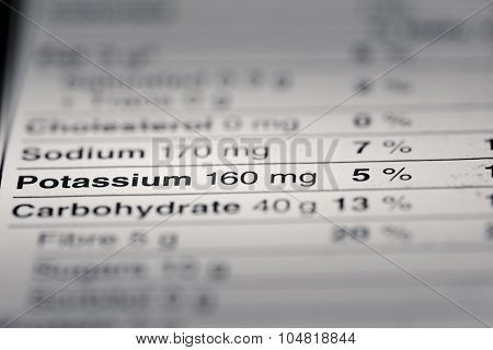 Shallow Depth Of Field Image Of Nutrition Facts