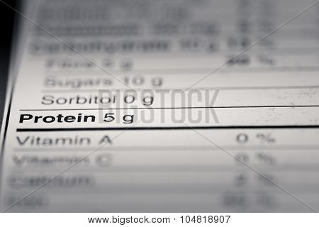 Shallow Depth Of Field Image Of Nutrition Facts