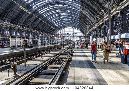 People Arriving Or Departing At The Frankfurt  Train Station