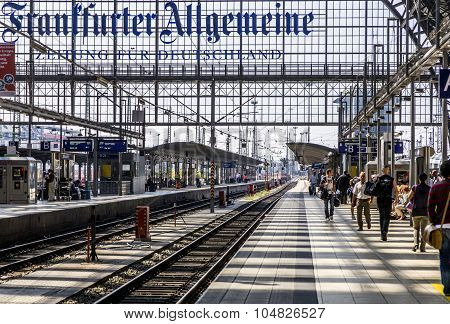 People Arriving Or Departing At The Frankfurt  Train Station