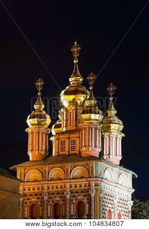 Church of St.John The Baptist of the Trinity Lavra of St. Sergius with a spectacular illumination