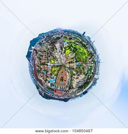 Overpopulated Urban Planet Covered In City Buildings