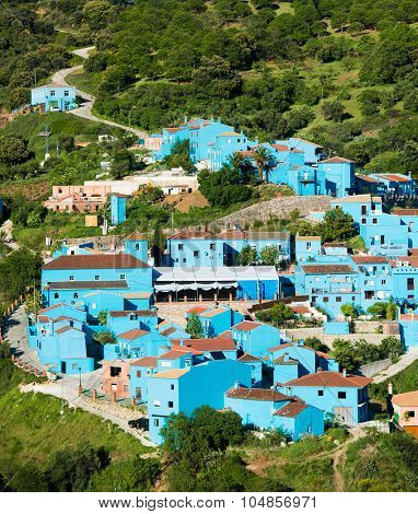 Juzcar, blue Andalusian village in Malaga, Spain. village was painted blue for The Smurfs movie launch