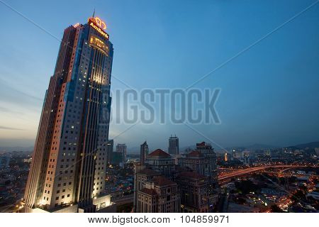 Ambank Headquarters during blue hour