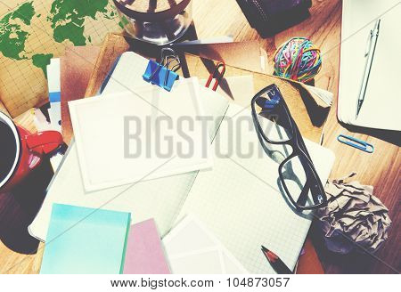 Designer Desk Architectural Tools Notebook Working Place Concept