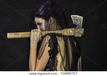 Mourning Widow with Axe - Back