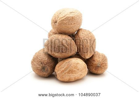 Pile of Organic Nutmeg Seed.