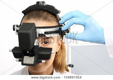 Ophthalmologist - binocular sight glass, ophthalmoscope