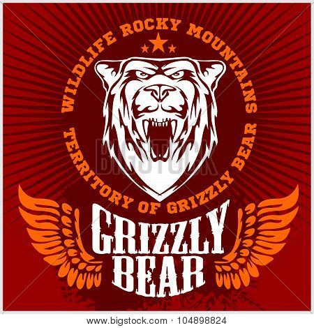 White bear head - vector emblem.