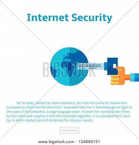 Internet Security Concept Vector Illustration In Flat Infographic Style. Data Protection.