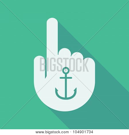 Long Shadow Pointing Finger Hand With An Anchor