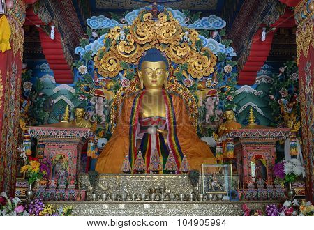 Big Buddha Statue Inside A Buhtanese Temple