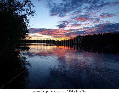 Sunset on the river Lozva