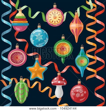 Retro Christmas Decorations Set