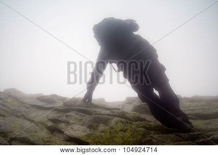 man climbing High Tatra mountains