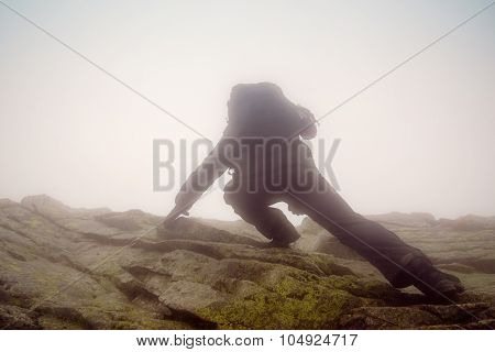 man climbing High Tatra mountains