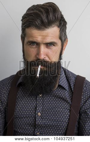 Smoking Man With Beard