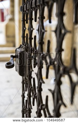 Metal work church/castle iron gate with pattern