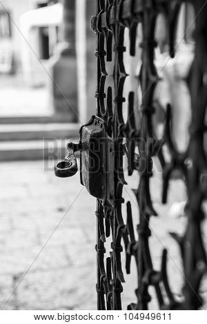 Metal work church/castle iron gate with pattern