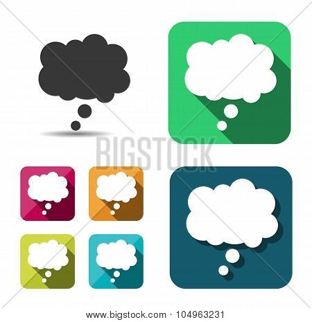 Comic speech bubble sign icon. Chat think symbol. Flat button with shadow. website navigation. Vecto
