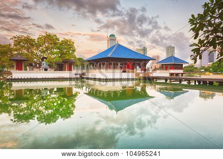 Seema Malaka temple on Beira Lake. Colombo, Sri Lanka