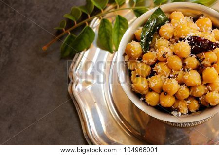 Sundal -South Indian Snack made with boiled chickpeas
