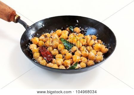 Sundal -South Indian Snack made with boiled chickpeas