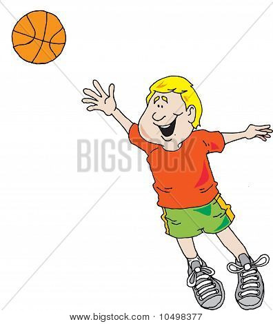 Chlapec hraje basketbal