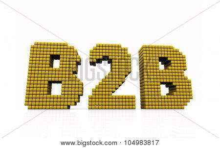B2B Business Abbreviation With Pixel Effect On White Background