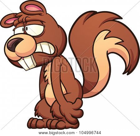 Sad cartoon squirrel. Vector clip art illustration with simple gradients. All in a single layer.