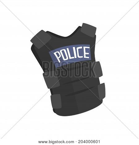 Police flak jacket or bulletproof vest cartoon vector Illustration on a white background