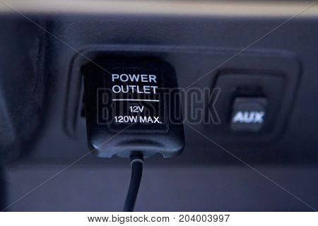 Power outletin in the car of black