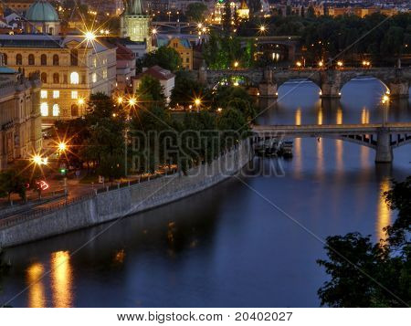 Praga di notte. Città vecchia. Czechia